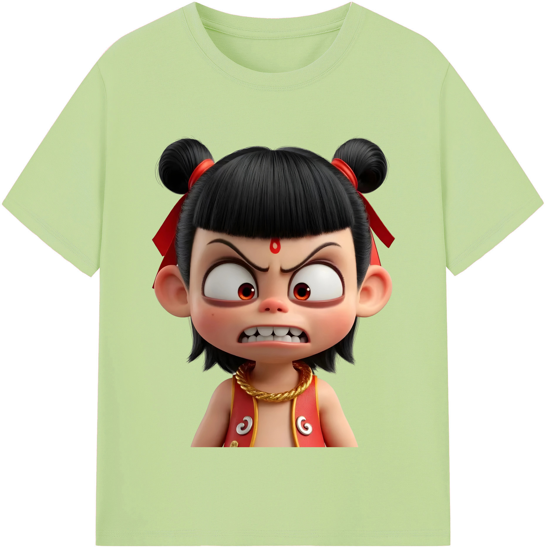 （画像用） Ne Zha 2 ナタ 魔童の大暴れ 綿100％半袖Tシャツ（フロントプリント）